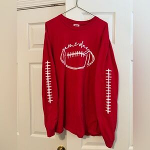 Red Gameday T-shirt with Football Design